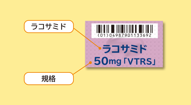 画像:「ラコサミド」、「規格」